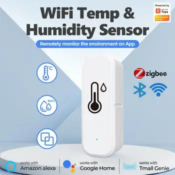 Sasha Smart Life Wifi/zigbee Интелигентен сензор за температура и влажност на въздуха, вътрешна влагомер, термометър, детектор, Гласова аларма за Google Home