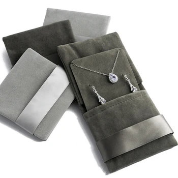 Нова Кадифе чанта за съхранение на бижута от плетиво тъкан флип-надолу лентата за обици Колиета Квадратна Розетка Подаръци В плътна опаковка на Едро