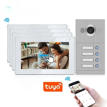 домашен 4 семейства hd 720p безжични ip видео разговори телефонна врата станция trsprechanlage за няколко къщи, вграден интерком в къщата