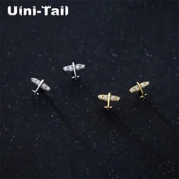 Uini-Tail нов списък тибетски сребро 925 проба, малки, свежи обеци-самолети в микронаборе, симпатични и компактни мини-обеци ED501