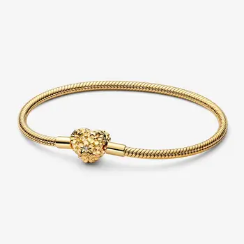 Пандора 925 сребро Златна гривна във формата на цвете във формата на сърце Подходящи за оригинални мъниста-шармов Сам Fashion Jewelry