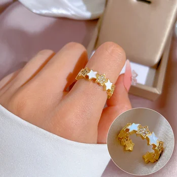 Стилен пръстен на пръста си с откриващото звезда за жени, модни дамски Ослепителни Циркониеви Украса на новия дизайн, аксесоари за сватбени партита