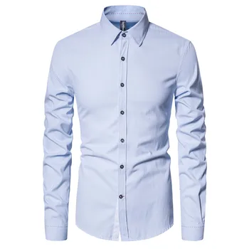Обикновен мъжки ризи Pop Pop Spring, дебнещ памучни бизнес ризи, ежедневна мъжка риза с дълъг ръкав, мъжки дрехи