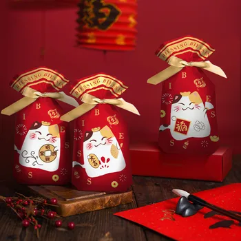 2024 Китайската Нова година, в Годините на дракона, Чист опаковка във формата на снежинки, пакетчета бонбони, торбички за захар Нугат на съвсем малък