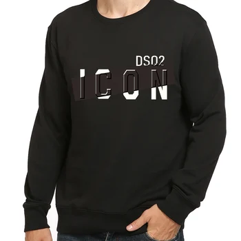 Мъжки hoody ICON Brand, памучен ежедневни зимни двойка с дълъг ръкав, блузи унисекс добро качество, пуловер с писмото принтом dsq2, бял