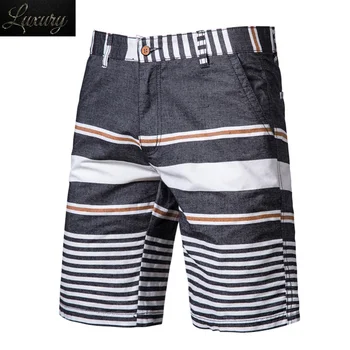Ежедневни панталони за Мъже от 100% памук райе, мъжки спортни Летни улични шорти с високо качество за мъже