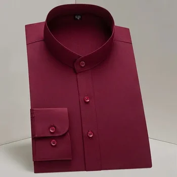 Мъжки елегантни бизнес ризи с дълъг ръкав и яка-устойчива, лесна за оформяне Офис официалната риза, Ежедневни Стандартна мъжка риза за работа