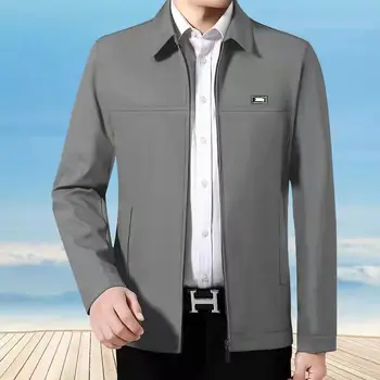 Брандираната бизнес мъжки яке, ежедневни палто с отложным яка с цип, лесна облекло за възрастни хора, Офис връхни дрехи E255