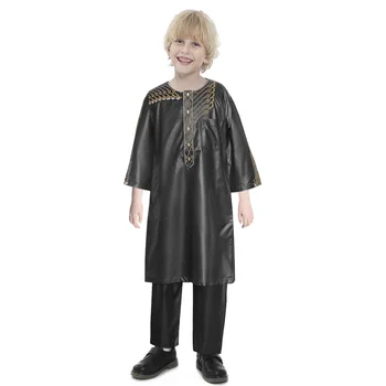 Детски халат за баня от масивна мюсюлманския материал с кръгло деколте, мюсюлмански комплект от няколко цвята, детски мюсюлмански комплект, арабски костюм, детски комплект