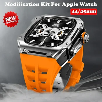 За Apple Watch от неръждаема стомана 316L Луксозна модификация на министерството на отбраната Kit Защитен промяна корпус 44/45 мм Watch SE 5 6 7 8 9 Series