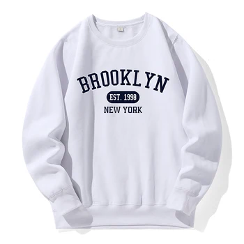 Бруклин Est. 1998 Ню Йорк Спортен костюм с принтом Мъжки Улични Спортни блузи Свободни Извънгабаритни Мъжки блузи Базова модни и ежедневни Спортно облекло