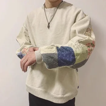 Kapital Ретро марка Splice, японски качулки в свободна клетка с дълъг ръкав, мъжки и дамски памучни пуловери без качулка, качулка