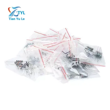 Комплект компоненти 3W carbon film resistor pack 27 Ω -750 Om, 15 вида на използваните резистори, по 5 за всеки тип