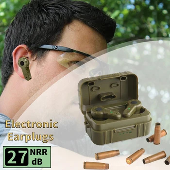 Електронни тапи за уши, слушалки, Антишумовая gag за ушите, намаляване на шума за лов, силиконови слушалки за стрелба с NRR27db
