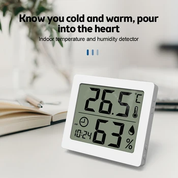 Мултифункционален LCD цифров измерител на температура и влажност на въздуха за дома, на закрито, на открито, влагомер, термометър, метеорологичната станция с часовник