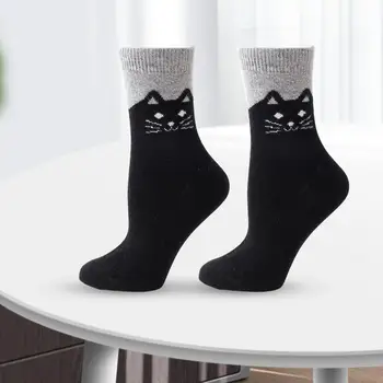 1 чифт зимни чорапи, ветроупорен коледни чорапи, меки на допир приказно зимни чорапи със средна белезници, дамски чорапи с кошачьим принтом за ежедневието