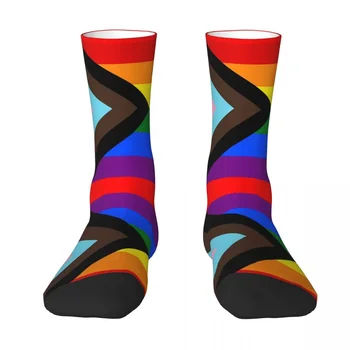 Чорапи с флага Progress Pride, висококачествени чорапи Harajuku, всесезонни чорапи, аксесоари за унисекс подаръци
