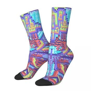 Забавен Компрессионный Чорап за Мъже ORZMUZD ARYMAN Pixel Art в стил Хип-Хоп Harajuku Babylon Happy С Бесшовным Модел За Момчета