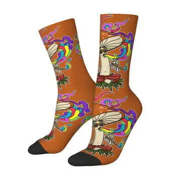Компресия чорапи Happy Смешни за мъже, Халюциногенни гъби, реколта чорапи Harajuku Magic Mushroom, фэнтезийная анимация, хип-хоп crew чорапи