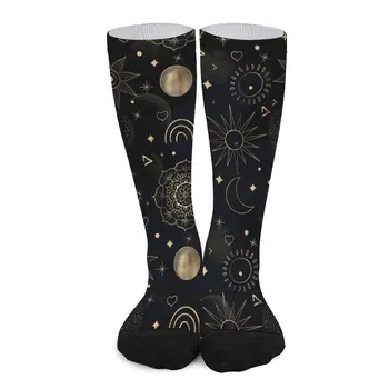 Чорапи Sun Moon За жени и мъже, космически Чорапи Boho Gold, висококачествени Чорапи Kawaii, нескользящие графични чорапи за катерене, подарък за рожден Ден