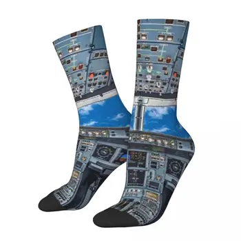 Плакат с кокпитом Airbus A320, мъжки и дамски чорапи, Ветрозащитная новост, Пролет-лято, есен-зима, подарък чорапи