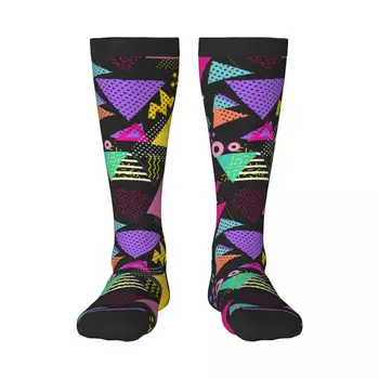 Чорапи унисекс с геометрични триъгълници в стил ретро от 80-те години, Поп-арт, Ежедневни чорапи Harajuku, Бизнес и Дълги чорапи