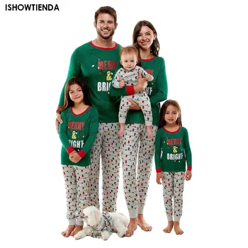 Коледна пижама Семейни пижамные комплекти за отца и сина Комплекти еднаква дрехи Коледни семейни пижами, Дрехи за майка и дъщеря Коледа
