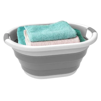 Начална прибиращ сгъваема кошница за баня, мивка (сив)