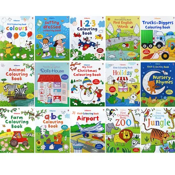 На 12 Книги Usborne 16-те страници на английски език на книгата-оцветяване на детски книги-анти-стрес за Оцветяване За възрастни Livre drawing / Изкуство / награда-книжка за оцветяване