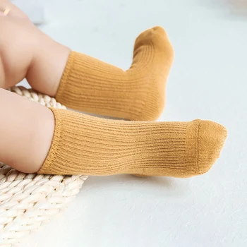 3 чифта /лот, Детски памучни чорапи от 0 до 3 години, Пролет-есен, обикновена чорапи за новородено, чорапи за момчета и момичета, облекло