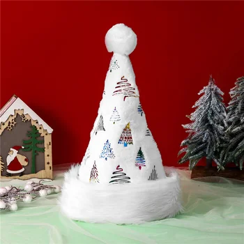 2023 Бял Плюшен Коледната шапка във формата на снежинки, Шапка на Дядо Коледа, Коледна топла шапка, която възрастните предпочитат Noel Декор За дома 2023