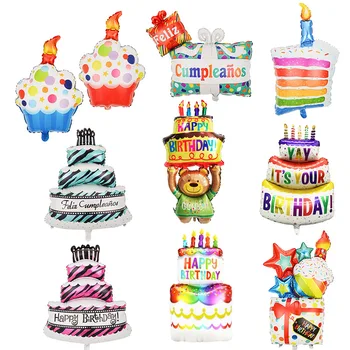 3-Слойный Голяма торта с балони честит Рожден Ден, за торта с Анимационни Мече, балони балони за украса на детски рожден Ден, подпори, играчки-бутилки