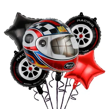 Мотоциклет шлем от алуминиево фолио, черен, червен, състезателни коли, майларовые украса за момчета