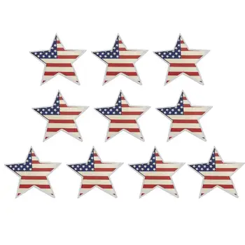 На 4 Юли, Дървени звездни знаци, Звезден декор на американското, Звездата на Деня на Независимостта, Патриотични украса за дома