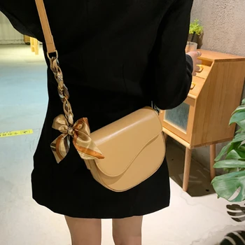 Чанта през рамо за жени, дизайнерски трактор преглед чанта през рамо дамски чанти-портфейли от изкуствена кожа, модерна чанта-месинджър с панделка и веригата, Bolsos