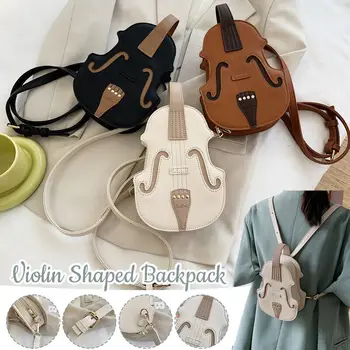 Жена раница творческа винтажной форма на Цигулка, дамска чанта за през рамото от изкуствена кожа, дизайн на шевни конци, дамски модерна чанта през рамо