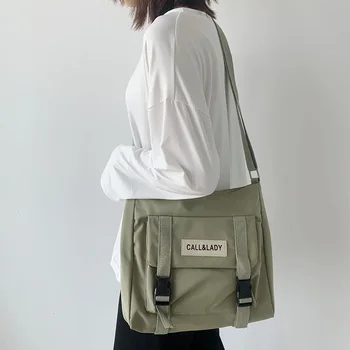 Модерен Класически Проста чанта-месинджър Дамска Елегантна чанта пощальон от Южна Корея, дамски студентски найлон водоустойчива холщовая училищна чанта