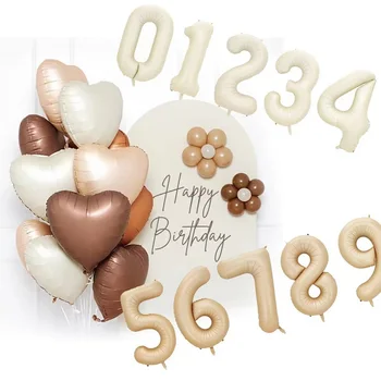 Балони с пентаграма във формата на сърце от сметана и размразяване фолио за деца 0-9 години, балони за партита честит рожден Ден, украса за подарък със собствените си ръце