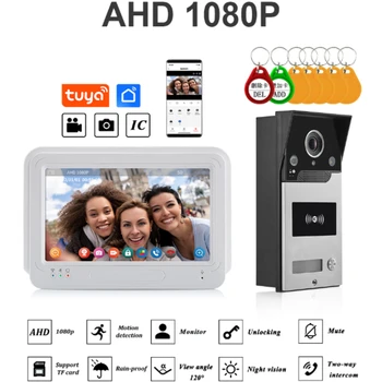 НОВ видео телефон със сензорен екран AHD 1080p за домашно апартаменти, охрана звънец, IC карта, Wifi, 7-инчов монитор на Sasha