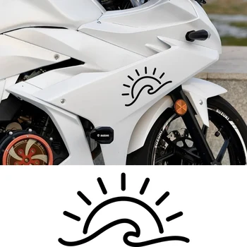 Слънце и Вълна САМ Етикети На Състезателна Каска, Отстрани Мотоциклет Креативни Стикери за YAMAHA MT07 MT09 R1 R3 Kawasaki Z900 BMW S1000rr