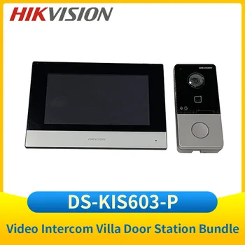 Комплект IP видеодомофон Hik DS-KIS603-P (C) със 7-инчов екран на монитора DS-KH6320-WTE1 звънец DS-KV6113-WPE1 (C) WIFI Отключване на врати