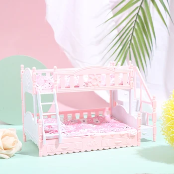1 комплект Куклена Къща Миниатюрна Имитация на Европейската Принцеса Двойно Легло стоп-моушън Мебели и Играчки