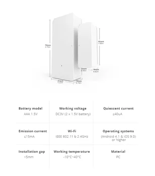 DW2-Wi-Fi интернет Wifi врата и прозорец аларма с дистанционно интелигентен сензор връзка DW2-Wi-Fi интернет Wifi врата и прозорец аларма с дистанционно интелектуален на горивото