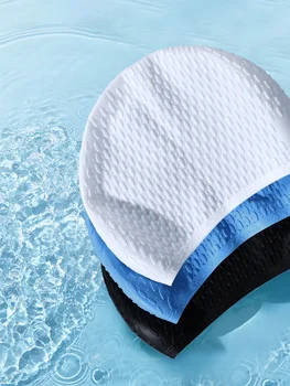 Водоустойчив шапка за плуване за мъже и жени - висока еластичност, защита на ушите и покриване на дълга коса - Голяма силиконова капачка за гмуркане