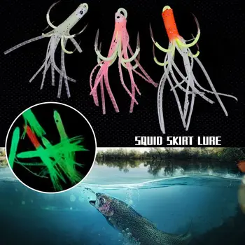 30шт 3 Цвята Меки Силиконови Изкуствени Риболовни принадлежности longtail Морски Октопод Стръв Пола Калмари Стръв