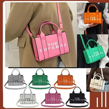 Дамска чанта-тоут с контрастни букви, модни дамски чанта за пътуване до работа, преносима ежедневна чанта от изкуствена кожа с прости регулиращи се презрамки, дамски чанти-jetpack