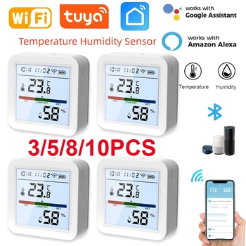 Нов сензор за температура и влажност на Hristo Wifi с подсветка, вътрешен влагомер, термометър, детектор, дистанционна поддръжка Алекса Google Home