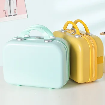 Водоустойчив Малък пътен куфар Монофонични Багажното кутия Голям капацитет Дамска чанта за съхранение на козметика от ABS-пластмаса Мини Преносим куфар