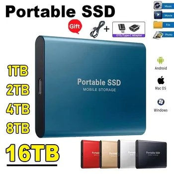 Преносим SSD устройство с капацитет от 8 TB високоскоростен мобилен твърд диск с капацитет от 16 TB, външни твърди дискове с капацитет 500 GB интерфейс USB 3.1 Type-C за лаптоп