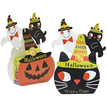 5ШТ Пакет за бонбони Happy Halloween Подаръчни опаковки за бисквити, бисквити, Хартиени пликове за закуски с 3D-карта, аксесоари за декорация парти
